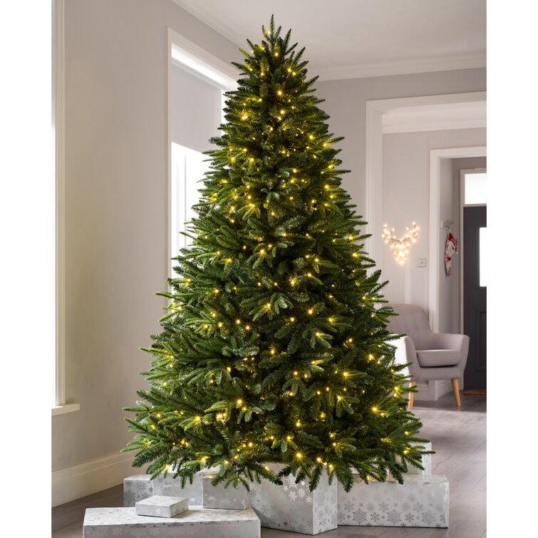 Artificial Fake Christmas Tree Green high quality Canadian Fir 6.5 Ft Pre-lit w/ Stand Lights